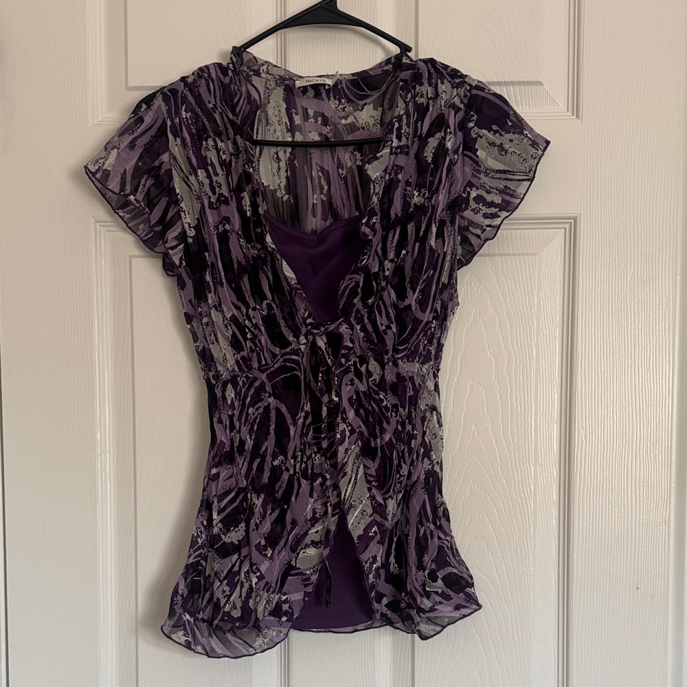 Ricki's Purple Printed Layered V-Neck Blouse